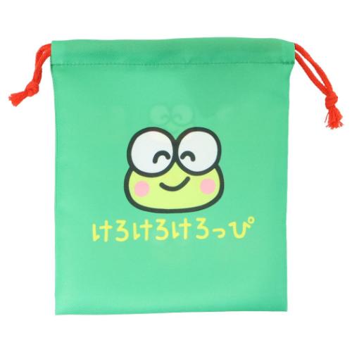 けろけろけろっぴ キャラクター 巾着袋 キンチャク マチ無し グリーン