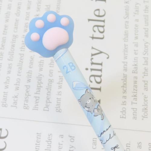 えんぴつ 肉球型マスコット付き鉛筆 2B 丸軸 キトゥンリボン クーリア 新学期準備文具