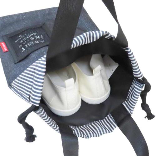 運動靴かばん モノトーン シューズバッグ クーリア アドミッドインサイド ブラックデニム グッズ