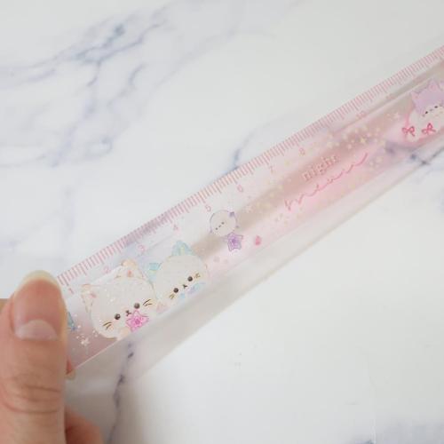 定規 ナイトミャウ 17cmスリムストレートスケール ハンドメイド ものさし 新学期準備文具 かわいい