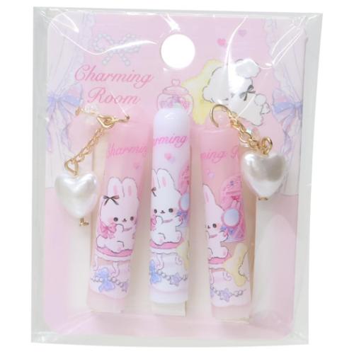 鉛筆キャップ チャーミングルーム チャーム付きえんぴつカバー3本セット ラパン 新学期準備文具 女の子 かわいい