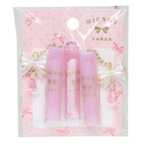 チャーム付き鉛筆キャップ 3本セット 鉛筆カバー リボンステーショナリー クーリア 新学期準備文具