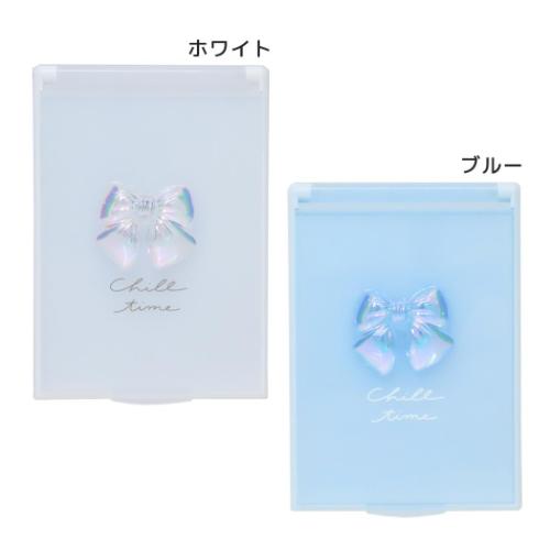 手鏡 リボンコスメ Sサイズミラー オーロラ コスメ雑貨 かわいい