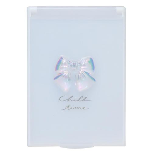 手鏡 リボンコスメ Sサイズミラー オーロラ コスメ雑貨 かわいい