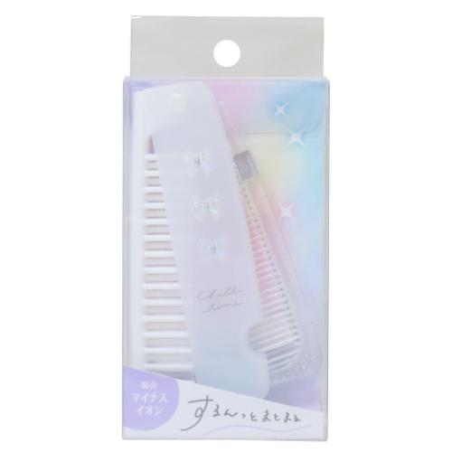 マイナスイオンスリム2WAYコーム リボンコスメ ヘアブラシ クーリア オーロラ グッズ