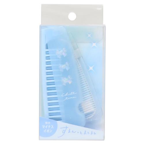 マイナスイオンスリム2WAYコーム リボンコスメ ヘアブラシ クーリア オーロラ グッズ