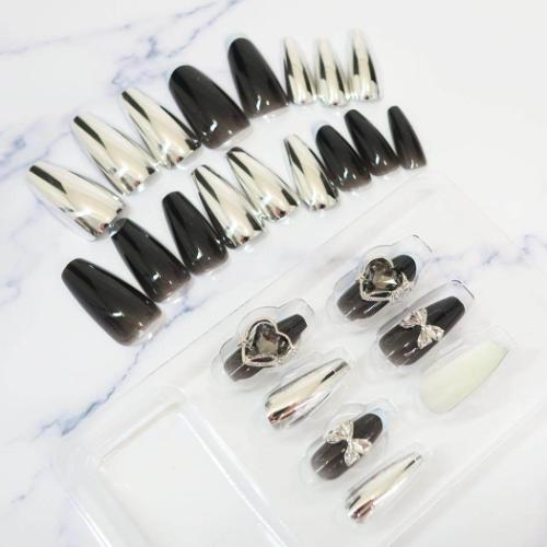 コスメ雑貨 ワンタッチネイルチップ バレリーナ ミラーブラック クーリア 付け爪