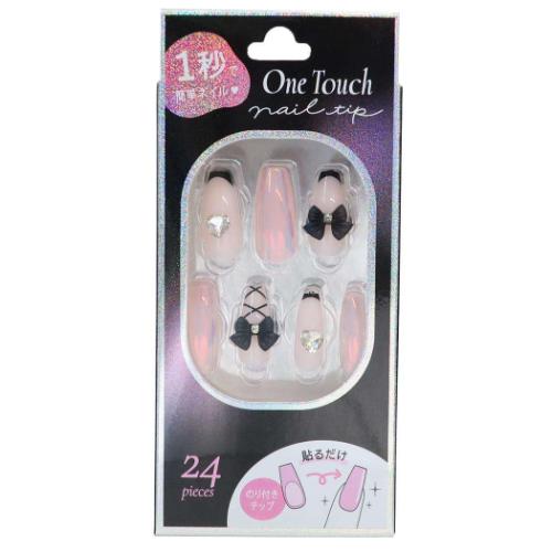 コスメ雑貨 ワンタッチネイルチップ バレリーナ ミラーリボン クーリア 付け爪