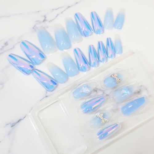 コスメ雑貨 ワンタッチネイルチップ バレリーナ ミラーブルー クーリア 付け爪