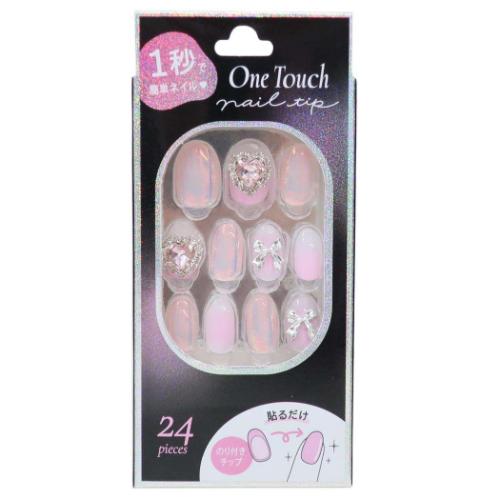 コスメ雑貨 ワンタッチネイルチップ オーバル ミラーピンク クーリア 付け爪 ミラータイプ