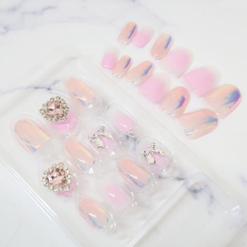 コスメ雑貨 ワンタッチネイルチップ オーバル ミラーピンク クーリア 付け爪 ミラータイプ