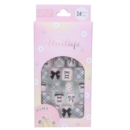コスメ雑貨 タイルーネイルチップ チェックリボン クーリア 付け爪 未就学児