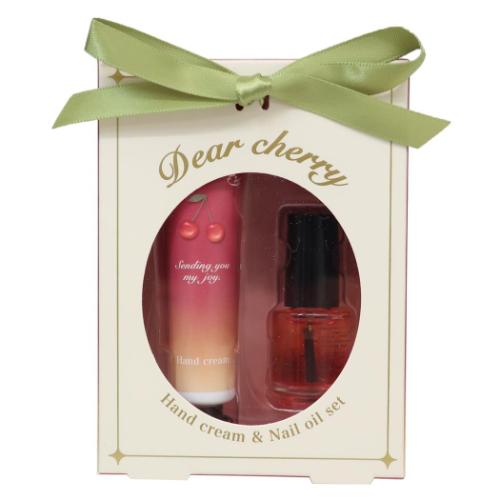 コスメ雑貨 ディアチェリー ハンドクリーム＆ネイルオイルセット レッド プレゼント チェリーの香り