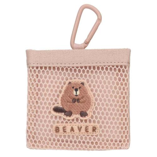 カラビナ付きミニポーチ レアアニマル ミニポーチ クーリア ビーバー