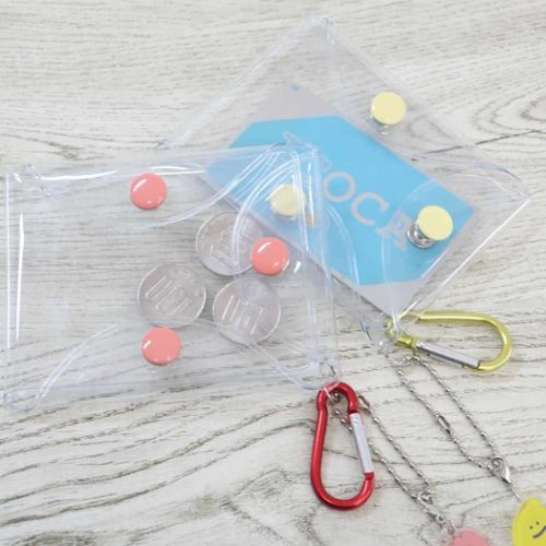 ミニポーチ カラビナ付きクリアポーチ イエロー クーリア 小物入れ