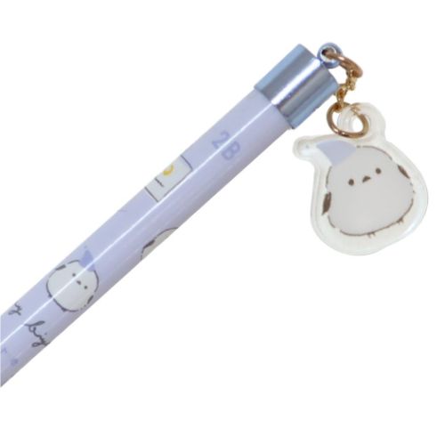 鉛筆 シマエナガ アクリルチャーム付き鉛筆2B 丸軸えんぴつ ぐれーびよりA クーリア