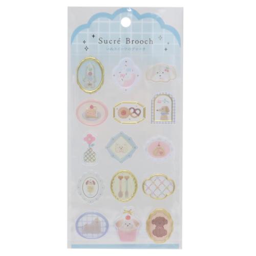 シールシート シュクレブローチステッカー いぬスイーツのブローチ