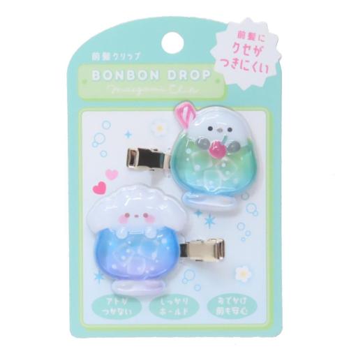 ヘアアクセ ボンボンドロップ 前髪クリップ ソーダ クーリア