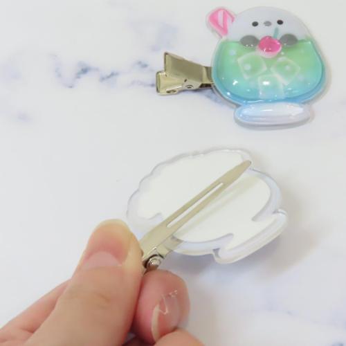 ヘアアクセ ボンボンドロップ 前髪クリップ ソーダ クーリア