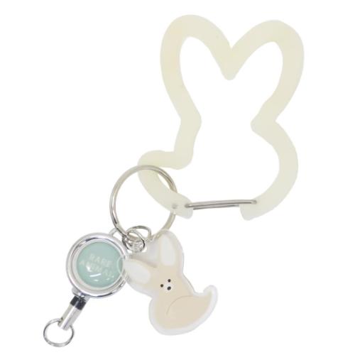 キーホルダー リール付きアクリルカラビナ アニマル レアアニマル フェネック クーリア 鍵ホルダー かわいい