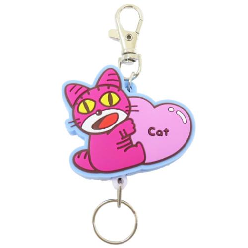ラバーリールキーホルダー キーリング ねこハート たべっ子