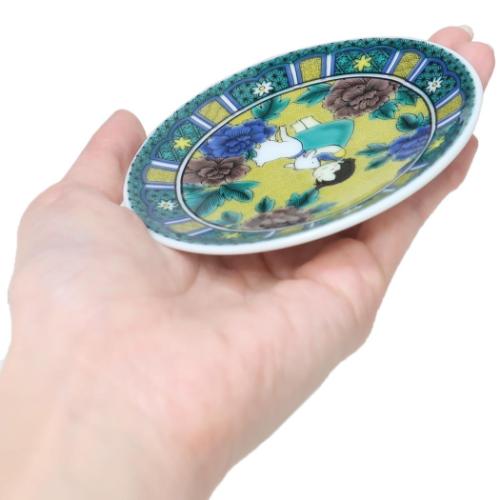 九谷焼 豆皿 小皿 アルプスの少女ハイジ 吉田屋風ハイジとユキ 青郊