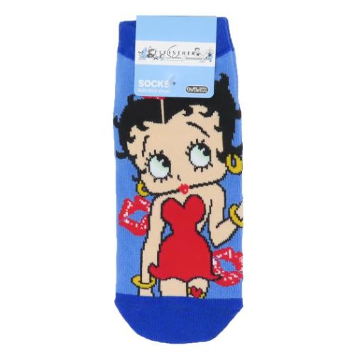 女性用靴下 レディースソックス BETTY BOOP ベティブープ キスマーク ライトブルー スモールプラネット キャラックス 大人向け キャラクター