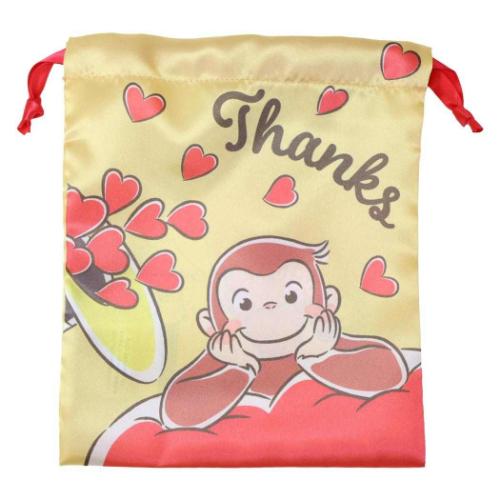 おさるのジョージ 絵本キャラクター 巾着袋 リボン巾着 スマイル ハート Curious George 爆買