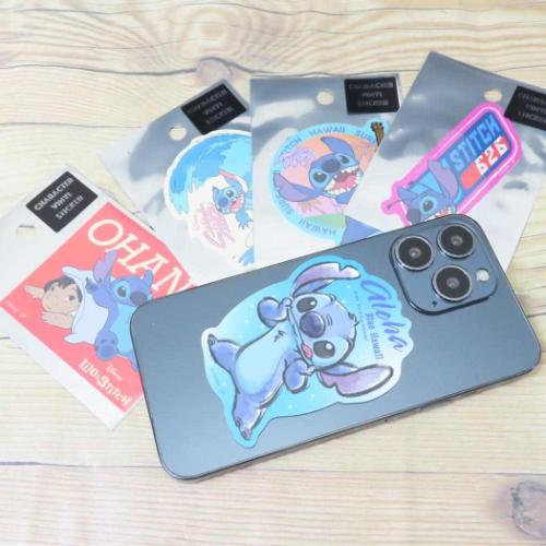 ダイカットシール キャラクターステッカー リロ＆スティッチ フェイス ロゴ スモールプラネット ディズニー ダイカットビニールステッカー デコシール 耐水性