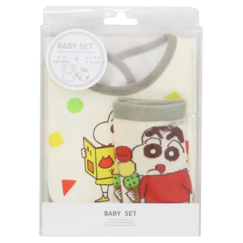 クレヨンしんちゃん ベビー用品 ベビーセット ビブ＆ソックス しんちゃん　アイス スモールプラネット プレゼント ギフト スタイ＆赤ちゃん用靴下