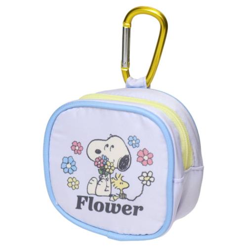 スヌーピー キャラクター ミニポーチ カラビナ付きミニポーチ 花 ピーナッツ