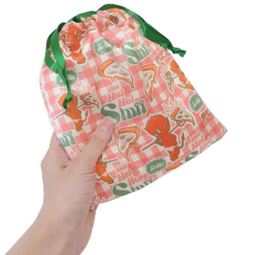 巾着袋 リボン巾着 ホットスタッフ ピザ スモールプラネット