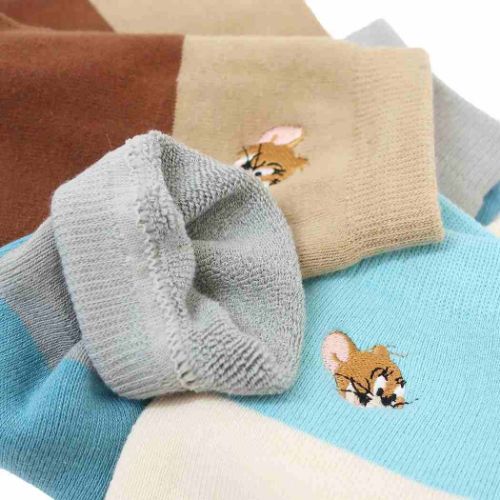 レディースあったか刺繍パイルソックス 女性用厚手靴下 トムとジェリー JERRY スモールプラネット ワーナーブラザース ウォーマー雑貨
