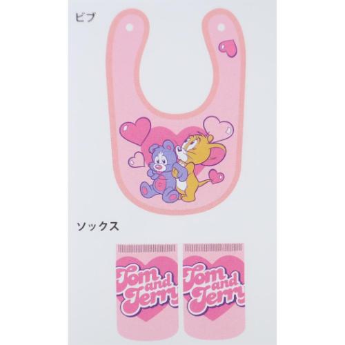 トムとジェリー キャラクター ベビー用品 ベビーセット ビブ＆ソックス ハート ワーナーブラザース