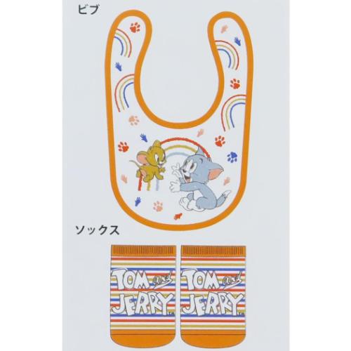 トムとジェリー キャラクター ベビー用品 ベビーセット ビブ＆ソックス レインボー ワーナーブラザース