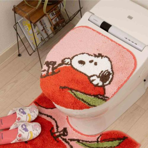 スヌーピー グッズ トイレ用品 ピーナッツ キャラクター 兼用ふたカバー フレッシュフルーツ レッド