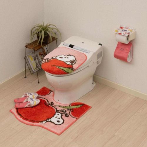 スヌーピー グッズ トイレ用品 ピーナッツ キャラクター 兼用ふたカバー フレッシュフルーツ レッド