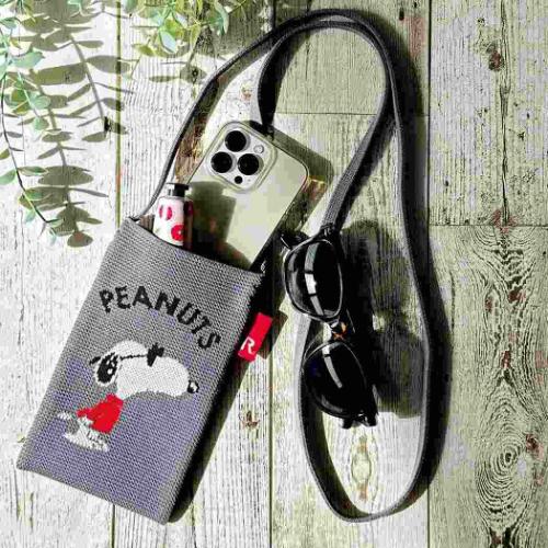 IP BR ami Peanut 8Z ニット調編み生地 スマホポーチ ショルダーバッグ スヌーピー Beagle Scout ルートート ピーナッツ