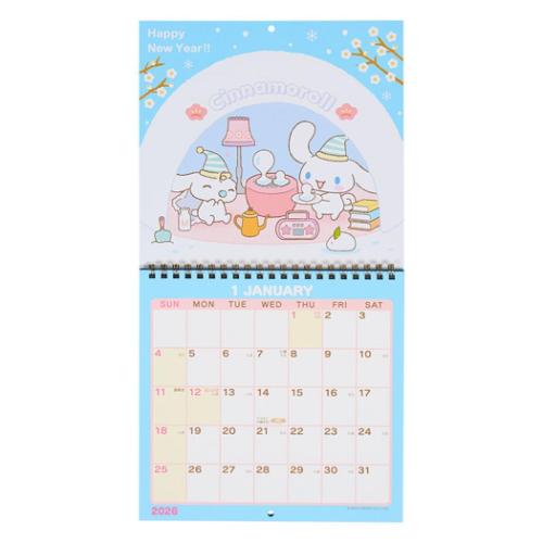 シナモロール キャラクター 2026Calendar CNウォールMカレンダー26