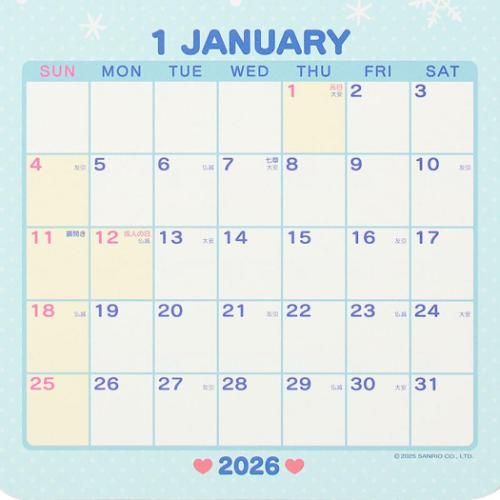 ハローキティ 2026Calendar KTダイカットカレンダー26 壁掛け