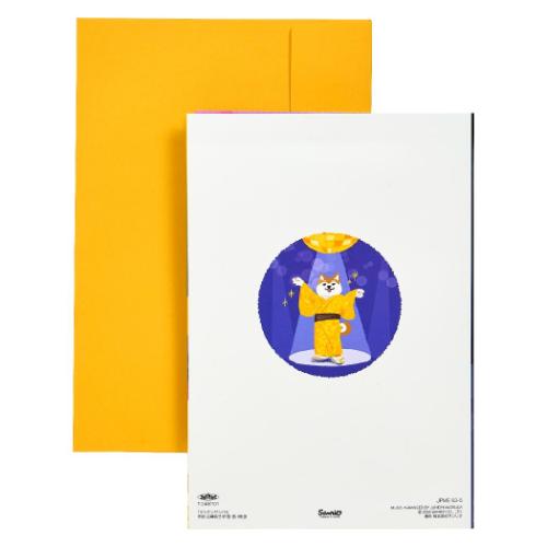 グリーティングカード メロディ JPME63-5 二つ折りライト＆メロディーカード ライト＆メロディー スポットライト当たるイヌ サンリオ メッセージカード