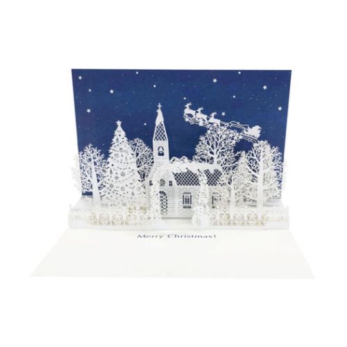 【SALE／76%OFF】 新品入荷 グリーティングカード CHRISTMAS クリスマスカード JX18-1 立体 白い木々と教会の風景 サンリオ kentaro.sakura.ne.jp kentaro.sakura.ne.jp