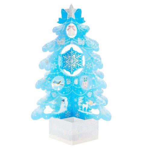 グリーティングカード クリスマスカード jx54-3 雪の結晶水色透明ツリー CHRISTMAS サンリオ プレゼント