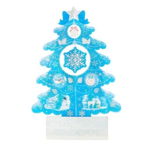 グリーティングカード クリスマスカード jx54-3 雪の結晶水色透明ツリー CHRISTMAS サンリオ プレゼント