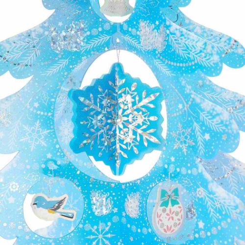 グリーティングカード クリスマスカード jx54-3 雪の結晶水色透明ツリー CHRISTMAS サンリオ プレゼント
