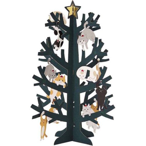 グリーティングカード CHRISTMAS クリスマスカード jx57-3 ネコツリー プレゼント｜cinemacollection