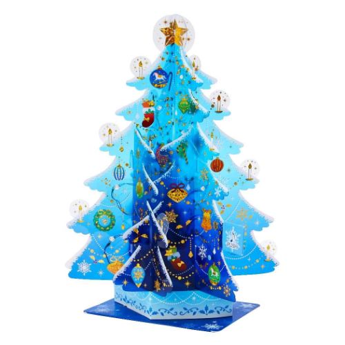 グリーティングカード CHRISTMAS メロディ JXPM20-3 クリスマスカード 立体 透明青ツリー プレゼント｜cinemacollection｜02