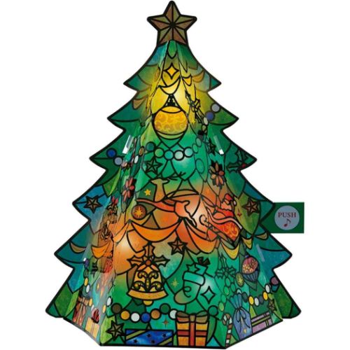 メロディ JXPM26-3 クリスマスカード 立体 CHRISTMAS グリーティングカード サンリオ ステンドグラスツリー｜cinemacollection