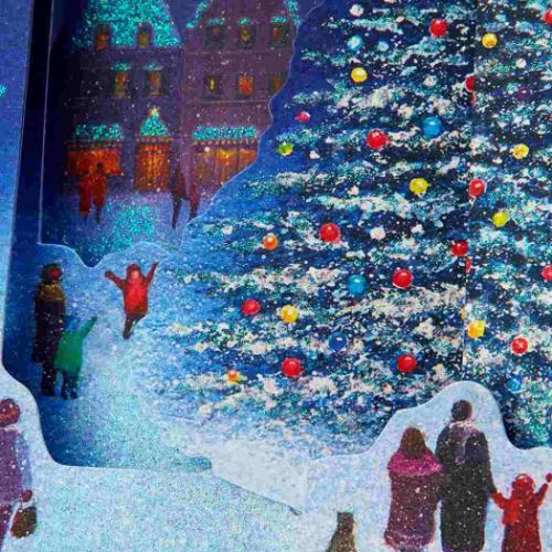 グリーティングカード CHRISTMAS メロディ JXPM4-3 クリスマスカード 立体 雪降る夜空とツリー プレゼント｜cinemacollection｜03
