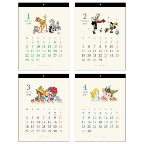 2024Calendar ディズニーキャラクター 壁掛けカレンダー2024年 ウォールカレンダー クラシック シンプルS キャラクター｜cinemacollection｜02